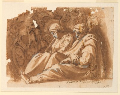 Figures assises avec trophée - Polidoro da Caravaggio