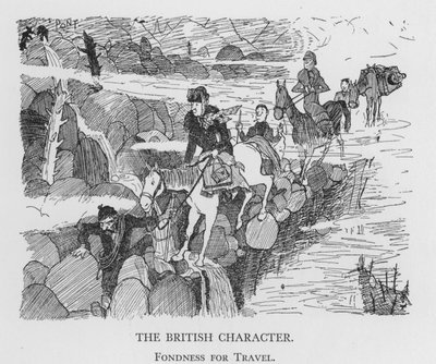 Le caractère britannique, goût pour les voyages (lithographie) - Pont