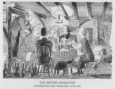 Le Caractère Britannique, Prédilection pour les cottages de week-end (lithographie) - Pont