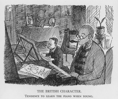 Le caractère britannique, tendance à apprendre le piano quand on est jeune (lithographie) - Pont
