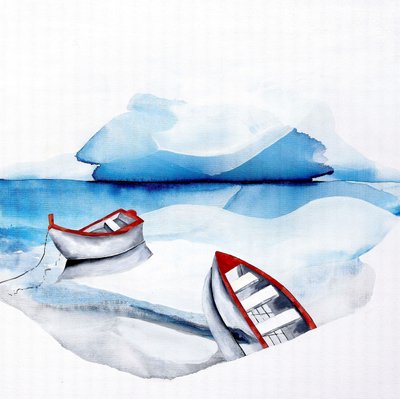 Bateaux rouges, lac bleu - Poonam Choudhary