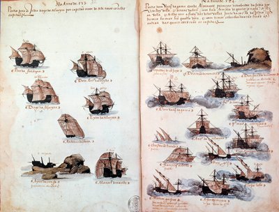 Page de manuscrit "Mémoires des armadas du Portugal sous le roi Manuel I" - Portuguese School
