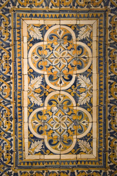 Carreaux à motifs quadrilobés avec bordure (céramique) - Portuguese School