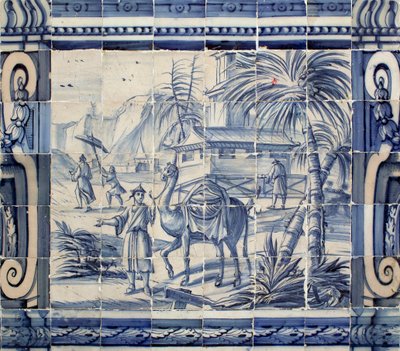 Scène avec un chameau en Asie - Portuguese School