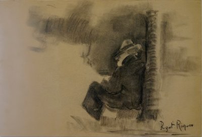 Esquisse, Narcís Puget Riquer, dessin au fusain, musée Puget, maison noble de Can LLaudis, Dalt Vila, Ibiza, îles Baléares, Espagne - Puget Riquer