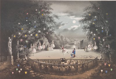 Le ballet Naïade et Pêcheur par C. Pugni dans le pavillon rose, dans le parc de Peterhof, 1851 - Pyotr Fyodorovich Borel