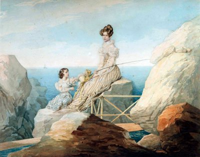 Impératrice Alexandra Feodorovna avec sa fille la grande-duchesse Maria Nikolaïevna de Russie, années 1820 - Pyotr Fyodorovich Sokolov