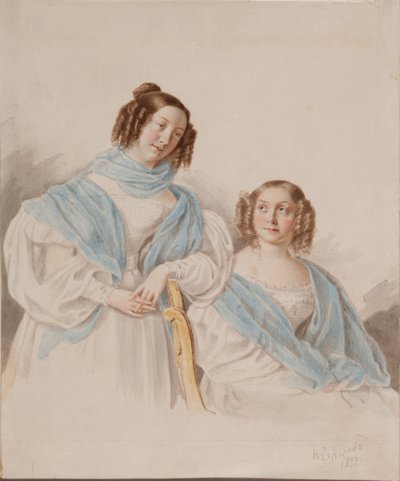 Portrait des sœurs Comtesses Antonina Dmitrievna 1813-1891 et Lidia Dmitrievna 1815-1882 Blud - Pyotr Petrovich Sokolov