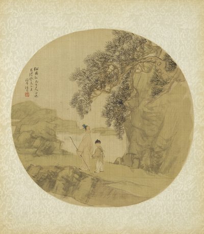 Paysage avec figures, 1883 - Qing Dynasty Chinese School