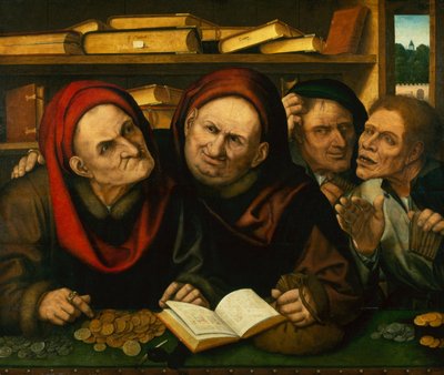 Paysans dans le bureau de deux collecteurs d