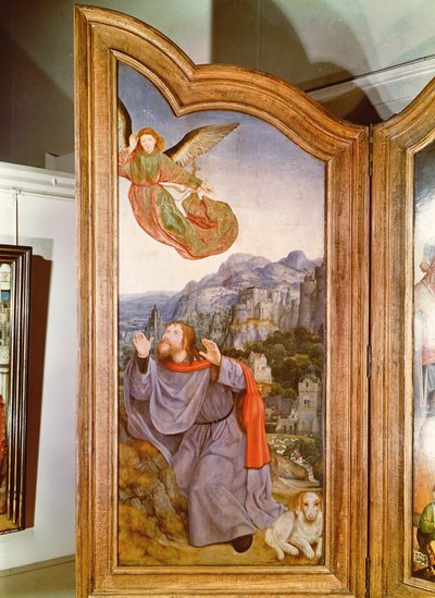 La Sainte Parenté, ou le Retable de Sainte Anne, détail du panneau gauche représentant l