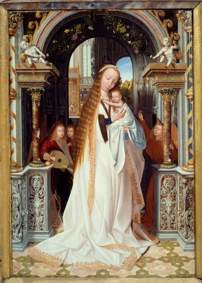 Vierge et enfant avec trois anges (Panneau central d