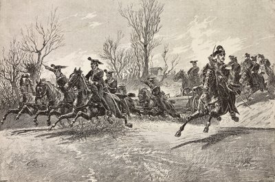 Artillerie à cheval, armée italienne, gravure d