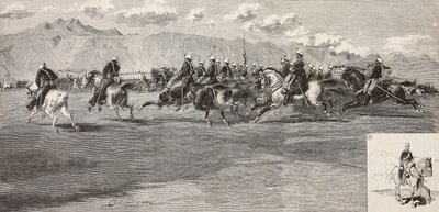 Exercices de cavalerie le 17 septembre, avec lancier à droite, Pordenone, Italie (gravure) - Quinto Cenni