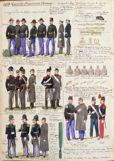 Uniformes et insignes du gouvernement provisoire de Toscane - Quinto Cenni
