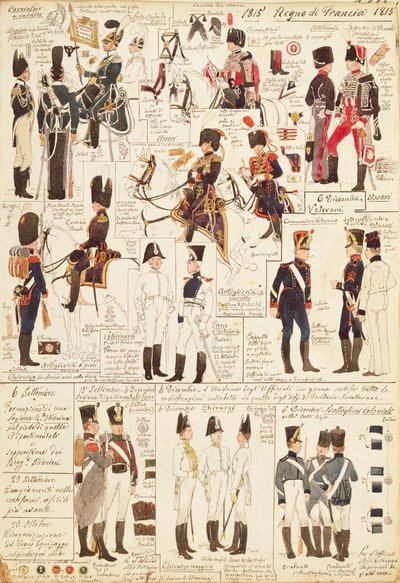 Uniformes des chasseurs à cheval du Royaume de France, par Quinto Cenni, planche en couleur - Quinto Cenni