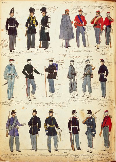 Divers uniformes italiens en usage entre 1859 et 1866 - Quinto Cenni