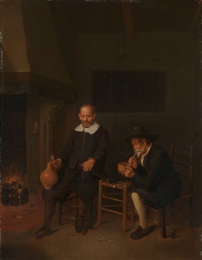 Intérieur avec deux hommes près du foyer - Quiringh Gerritsz. van Brekelenkam