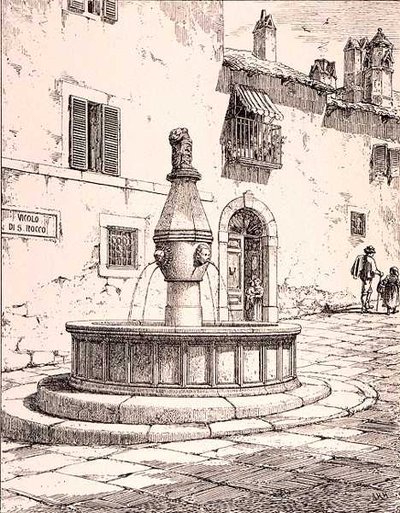Fontaine du Vicolo di S. Rocco, Viterbo, Italie, de 