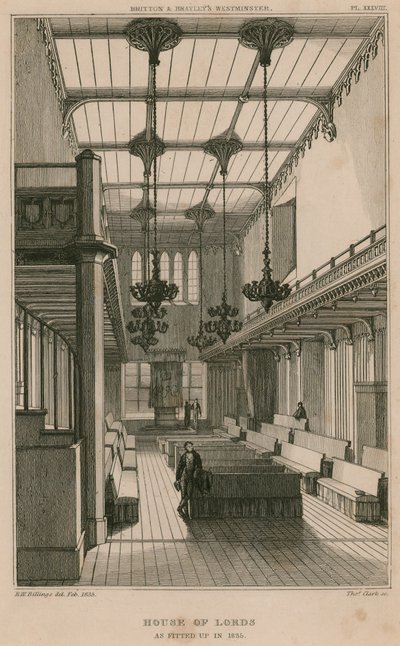 Chambre des Lords, Westminster, Londres, aménagée en 1835 - R. W. Billings