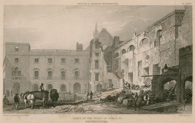 Ruines de la Chambre des Lords, Westminster - R. W. Billings