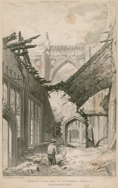 Cloître supérieur, partie de la chapelle Saint-Étienne, Westminster, Londres - R. W. Billings