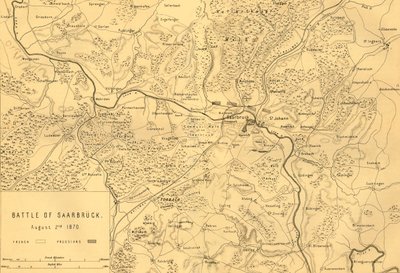 Carte de la bataille de Sarrebruck, 2 août 1870, vers 1872 - R. Walker