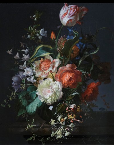 Fleurs dans un vase en verre avec une tulipe - Rachel Ruysch