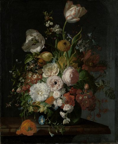 Nature morte avec fleurs dans un vase en verre - Rachel Ruysch