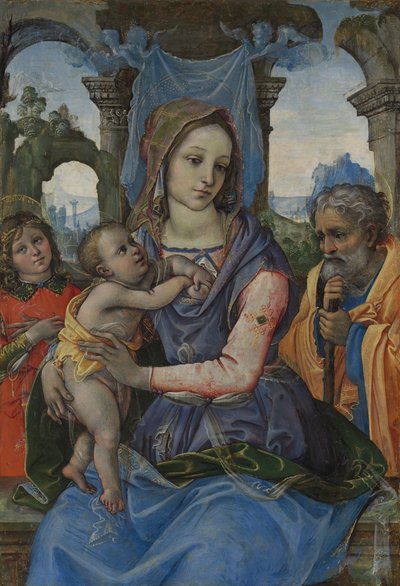 Madone et enfant avec Saint Joseph et un ange - Raffaellino del Garbo