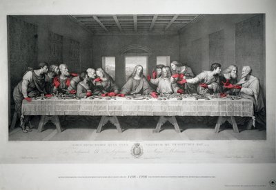 Gravure réalisée pour marquer le 5e centenaire de La Cène de Léonard de Vinci à Santa Maria delle Grazie, Milan - Raffaello Sanzio Morghen
