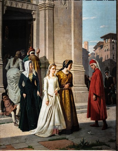 Dante rencontrant Béatrice - Raffaello Sorbi