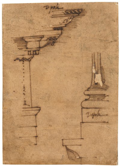 Dessin pour un entablement et la base d