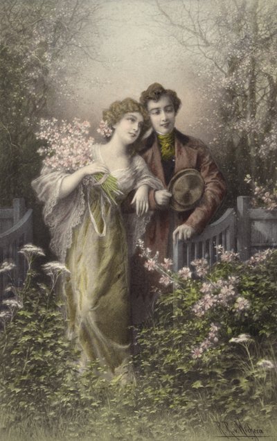 Couple avec des fleurs - Raimund Ritter Von Brennerstein Wichera