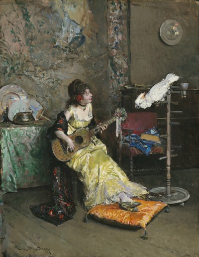 Femme avec un perroquet, vers 1872 - Raimundo de Madrazo y Garreta