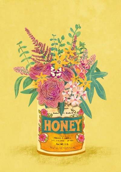 Des fleurs dans un pot à miel vintage - Raissa Oltmanns