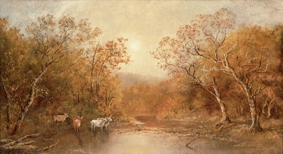 Paysage avec vaches (huile sur toile) - Ralph Albert Blakelock