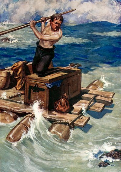 Illustration pour Robinson Crusoé de Daniel Defoe - Ralph Noel Pocock