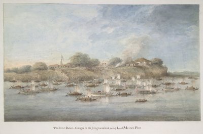 La flottille de Lord Hastings sur le fleuve, avec de nombreux budgerows à pinasse - Ram Sita