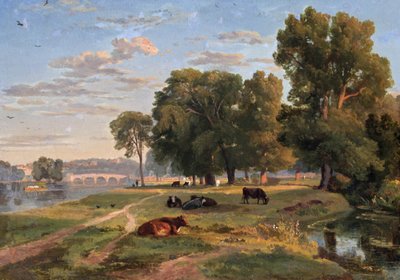 La Tamise à Richmond depuis la rive du Middlesex, en direction du pont - Ramsay Richard Reinagle