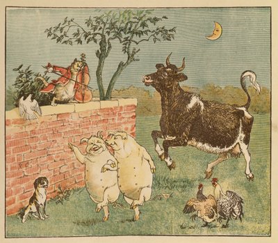 Le chat et le violon et la vache - Illustrations de Hey Diddle Diddle - Randolph Caldecott