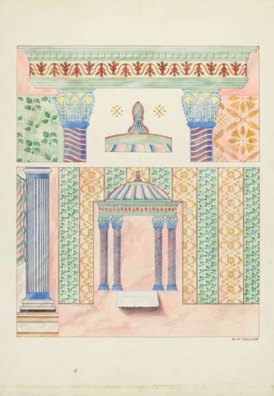 Détails de peintures murales, mur latéral du sanctuaire - Randolph F. Miller