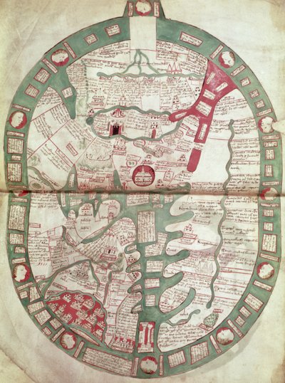 Carte du Monde avec Jérusalem comme centre, Polychronicon, vers 1380 - Ranulf Higden