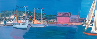 Bateaux mer petits drapeaux maisons petit port quai voiles - Raoul Dufy