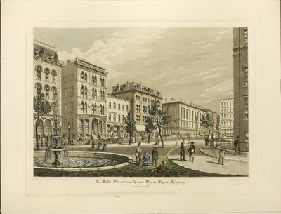La rue La Salle depuis la place du Palais de Justice, Chicago, en 1865 - Raoul Varin