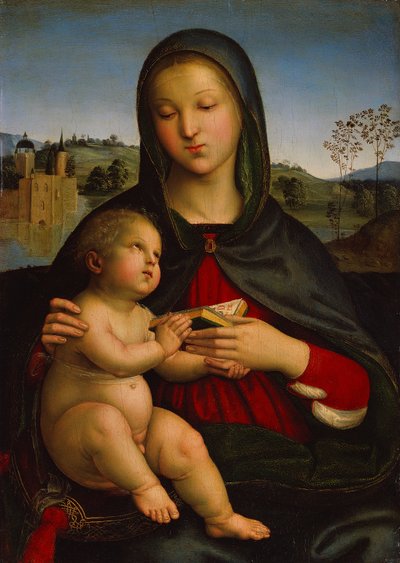 Madone et enfant avec un livre, c.1502-03 - Raphael (1483 1520)