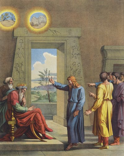 Joseph interprétant les rêves de Pharaon (lithographie en couleur) - after Raphael