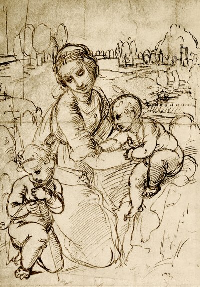 Madone et Enfant avec Saint Jean - Raffaello Sanzio Raphael
