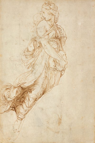 Recto : Étude pour la figure de Melpomène - Raphael