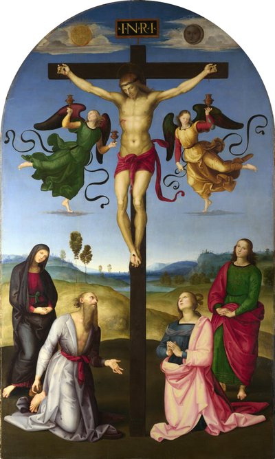 Le Christ crucifié avec la Vierge Marie, des saints et des anges - Raphael